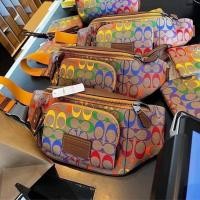 ราคา COACH TRACK BELT BAG IN RAINBOW SIGNATURE CANVAS COACH C9847 คาดอก คาดเอว สีสดใส (25455044525)