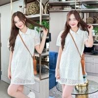 ราคา ชุดเดรสแขนสั้นผ้าลูกไม้ Cute Dress (26700876751)