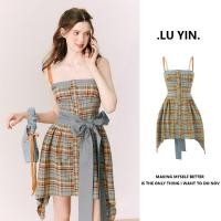 ราคา Xyj ชุดเดรสสลิงลายสก๊อตดอกทานตะวันริมทะเลชุดเดรสผู้หญิง (29107487506)