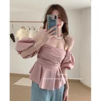 ราคา ขายร้อน เสื้อเปิดไหล่ F X เสื้อเชิ้ตเปิดไหล่สำหรับสาวสวยหวานสุดฮอตเสื้อแขนพองสไตล์ฝรั่งเศสดีไซน์หรูสำหรับผู้หญิง (28156295145)