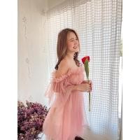 ราคา เดรสเปิดไหล่สายเดียว ปรับสายได้ (3373783554)