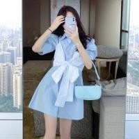 ราคา C6 ชุดเซ็ต 2 ชิ้นเชิ้ต สายเดี่ยวฟ้าขาว งานป้ายไทย (6544345539)