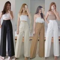 ราคา B กางเกงขากระบอกใหญ่เอวสูงกระดุมคู่ ผ้าเปเป้รีดเกล็ดหน้างานป้าย พร้อมส่ง (5574838086)