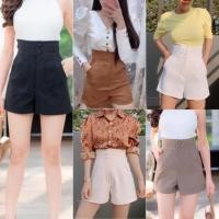 ราคา B กางเกงขาสั้นเอวสูงกระดุมคู่ ผ้าฮานาโกะ งานป้าย พร้อมส่ง มีเก็บปลายทาง (6939656768)