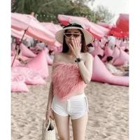 ราคา เสื้อเกาะอกขนมิ้งผูกโบว์หลัง พร้อมส่ง (16521260087)