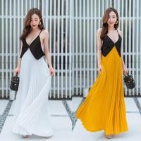 ราคา เดรสสายเดี่ยวแต่งกระโปรงพลีท ทรงยาวสวยเว้อวังอลังสุดๆ งานป้ายนะคะ (3318236913)