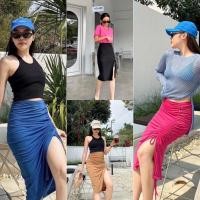 ราคา กระโปรงรูดข้างแฟชั่นสีสันแซ่บ กระโปรงใส่ทำงาน พร้อมส่ง (7786412721)