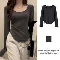 ราคา เสื้อยืดแขนยาวผู้หญิงฤดูใบไม้ร่วงฤดูหนาวที่ผิดปกติเพรียวบางนักเรียนเสื้อเชิ้ตสั้น ๆ สั้น ๆ LIVE (27000564200)