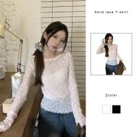 ราคา พร้อมส่ง เสื้อถักไหมพรมแขนยาว คอกลม ดีเทลลูกไม้ซีทรู LIVE (27752035706)