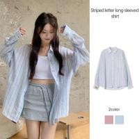 ราคา พร้อมส่ง เสื้อแขนยาวลายทางน่ารัก เสื้อเชิ้ตผู้หญิง โอเวอร์ไซส์ POLO พักผ่อน ประเภทหลวม กระดุม กระเป๋า LIVE (28357776001)