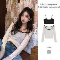 ราคา SET2 ชิ้น สายเดี่ยวไหมพรมพร้อม เสื้อคลุม detailลายจุดผ้าบางบาง สามารถใส่ปาดไหล่ได้ เหมาะสำหรับช่วงซัมเมอร์ม๊าก SL (25083539310)