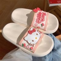 ราคา Hello kitty All Match การ์ตูน Kuromi หนาSoled รองเท้าหญิงฤดูร้อนของแท้ที่ได้รับอนุญาต Sanrio รองเท้าแตะกันลื่น Slipp (28700117165)