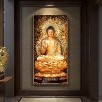 ราคา Shakyamuni พระพุทธรูปภาพวาดตกแต่ง Zen Entrance Corridor ห้องนั่งเล่นภาพวาด Guanyin พระพุทธรูปสี (29708448011)