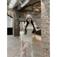 ราคา Nonfatgirl Moonlight Muse ฤดูร้อนลูกไม้เย็บการออกแบบสีขาวถักไหล่ Classy Dress (28556246788)