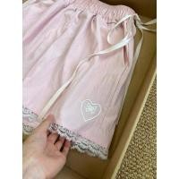 ราคา สีชมพูเอวสูงลูกไม้ลูกไม้กางเกงขาสั้นลำลองสีชมพูตรงขากว้าง (26608479166)