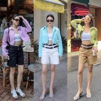 ราคา NEW IN BELT X COTTON SHORT SM 430 ฟรีส่ง กางเกงเอวสูง ผ้าคอตตอนผสมยีนส์ ใส่สบาย เอวกางเกง 2 ชั้น มีเข็มขัดแถม glam (23977460009)