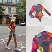 ราคา colourful bodysuit bodysuit คอกลม แขนยาว เนื้อผ้าตาข่าย ผ้านิ่ม ใส่สบายเลย ลายปริ้นเป็นโทนสีสันสดใส ชนชอป zara เลย (23927643625)