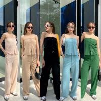 ราคา NEW IN 430 ฟรีส่ง ชุดเซ็ตเกาะอกผ้าmicro spandex เกาะอกดีเทลกระดุมแป๊ก สม๊อคด้านหลัง แมชท์คู่มากับกางเกงขายาว akkara (23517006515)