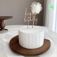 ราคา ป้ายปักเค้ก Happy birthday ป้ายเค้กวันเกิด ป้ายตกแต่งเค้ก ป้ายวันเกิดชุด2ชิ้น ป้าย โบว์กลม ป้ายไม้ (20831088246)