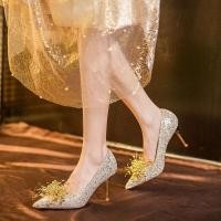 ราคา 6681 59 งานแต่งงานจัดเลี้ยงอารมณ์ Sequined Chanel สไตล์ Pearl Buckle รองเท้าผู้หญิง 7JAH (28157784709)