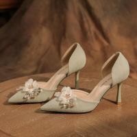 ราคา 6693a 003 Decals Chanel สไตล์ Hollow Stiletto ผ้า Professional รองเท้า Simple Commuter รองเท้าส้นสูงรองเท้าผู้หญิง All Match 82W0 (28157784668)