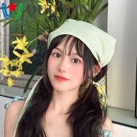 ราคา Quillan สายรัดคาดผมสามเหลี่ยม ผ้าพันคอผมสีเขียวห่อนุ่มผ้าพันคอโบฮีเมียผ้าพันคอ ที่คาดผมผ้าโพกหัว Lattice สไตล์ Pastoral กลางแจ้ง (24382332157)