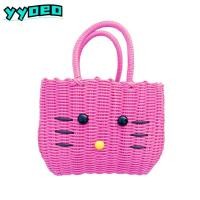 ราคา Yyoeo กระเป๋าสาน ตะกร้าเก็บพลาสติกน่ารักความจุขนาดใหญ่ กระเป๋าโท้ทลายการ์ตูน Hello Kitty ผู้หญิง (29658037257)