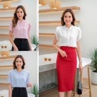 ราคา เสื้อชีฟอง คอจีน แขนสั้น ติดกระดุม (25862630079)