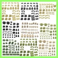 ราคา aa MOC อาวุธทหารอุปกรณ์เสริมอาคารบล็อกของเล่น WW2 Army คอนเทนเนอร์ปืนทหารหมวกเสื้อกั๊กเข็มขัดอิฐสำห (26408922168)