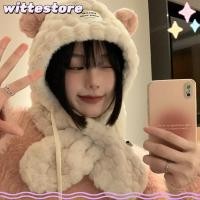 ราคา ปัญญา ฤดูหนาว หมวกไหมพรม หมวก คออุ่น กันลม แบบบูรณาการหมวกผ้าพันคอ แฟชั่นนุ่มกระต่ายผมหนาหูหมีป้องกันหูหมวกสําหรับผู้หญิงสาว (29708214738)