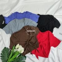 ราคา PANG เสื้อครอปแขนสั้น ผูกโบว์หน้า ผ้าร่อง No 182 (24927021082)