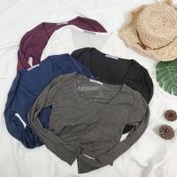 ราคา PANG เสื้อครอปแขนยาวคอเหลี่ยม ผ้าเรย่อน No 139 (24277184507)