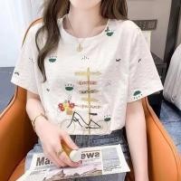 ราคา เสื้อยืดแขนสั้นสีขาวสำหรับผู้หญิงฤดูร้อนแบบใหม่ใส่สบายระบายอากาศแฟชั่นลำลองแมทช์ลุคง่ายทรงหลวมไซส์ใหญ่สำหรับสาวอวบออกแบบปักเสื้อยืดแฟชั่นเสื้อ L1vg (29458134243)