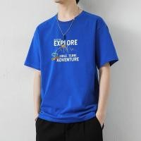 ราคา Klein เสื้อยืดสีฟ้าผู้ชายฤดูร้อนใหม่แฟชั่นลำลองแมทช์ง่ายแขนสั้นผ้าฝ้ายแท้ใส่สบายระบายอากาศชายเสื้อคอกลมแบรนด์แฟชั่น rkex (29106597300)