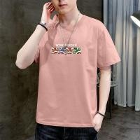 ราคา เสื้อยืดผู้ชายแขนสั้นผ้าฝ้ายแท้แฟชั่นฤดูร้อนหลวมสบายระบายอากาศแมทช์ลุคง่ายเสื้อสีชมพูเสื้อยืดคอตตอน100 แขนสั้นคอกลมชาย etmi (29106597206)