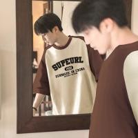 ราคา แขน Raglan เสื้อยืดแขนสั้นฤดูร้อนเสื้อยืดแฟชั่นชายเย็บสีตัดกันใส่สบายระบายอากาศหลวมผ้าฝ้ายเสื้อ zgeb (28957675463)