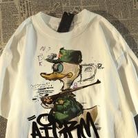 ราคา 100 ผ้าฝ้ายแท้สไตล์เกาหลีชายและหญิงรุ่นเดียวกันชุดคู่รักใส่สบายระบายอากาศแฟชั่นแมทช์ง่ายลายการ์ตูนสีขาวแขนสั้นเสื้อยืดชายหญิง6ghq (26158353979)