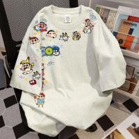 ราคา เสื้อยืดแขนสั้นผ้าคอตตอนแท้สีล้วนสีสวยหวานสดใหม่ออกแบบมาเพื่อความรู้สึกของผู้ชายและผู้หญิงเสื้อยืดแขนสั้นผ้าฝ้ายแท้สำหรับผู้ชายและผู้หญิงฤดูร้อนสไตล์ร้อนแฟชั่นลำลองพิมพ์ลายชินจังเสื้อคู่ระบายอากาศแฟชั