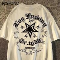 ราคา ผ้าฝ้ายแท้แห้งเร็วสไตล์อเมริกันย้อนยุคดาวสไตล์ไฮสตรีทแฟชั่นลำลองแขนสั้นเสื้อยืดใส่สบายระบายอากาศชายหญิงคู่ทรงหลวมขนาดใหญ่ tyuq (29606508281)