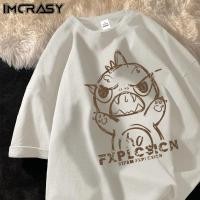 ราคา เสื้อยืดพิมพ์ลายการ์ตูนฤดูร้อนชายและหญิงผ้าฝ้ายแท้ทรงหลวมแขนห้าส่วนสไตล์อเมริกันใส่สบายระบายอากาศแฟชั่นลำลองเสื้อตัวบนแมทช์ลุคง่าย ffs9 (27206405331)