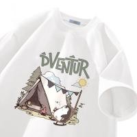 ราคา คู่รักคอกลมฤดูร้อนหลวมสไตล์ญี่ปุ่นผ้าฝ้ายพิมพ์ลายแขนสั้นสบายระบายอากาศแฟชั่นเสื้อยืดลำลองแมทช์ลุคง่ายใส่ด้านนอกชายหญิง sr27 (25584442938)