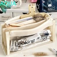 ราคา น้ํา กระเป๋าใส่ปากกาความจุขนาดใหญ่ หลายชั้นสไตล์มินิมอลผ้าใบกรณีดินสอใส ที่เรียบง่ายญี่ปุ่นซิปการ์ตูนกระเป๋าดินสอหญิง ชาย (28058164301)