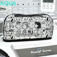 ราคา กระเป๋าดินสอ AQUA กระเป๋าเครื่องเขียนหลายชั้นความจุขนาดใหญ่ Ins Canvas Cartoon Snoopy Pen Pouch Stationery (27007308593)