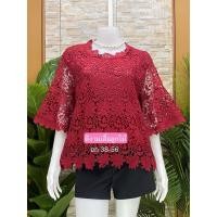 ราคา พร้อมส่ง เสื้อลูกไม้คอกลมแขนกระดิ่ง ลายดอกมะลิ อกใส่ได้ 40 56 นิ้ว (29806265082)