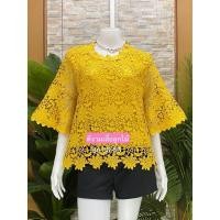 ราคา พร้อมส่ง เสื้อลูกไม้คอกลมแขนกระดิ่ง ลายดอกมะลิ (28806265260)