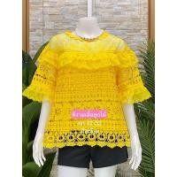 ราคา พร้อมส่ง เสื้อลูกไม้ซีทรู ชายแขนระบาย (26056306689)