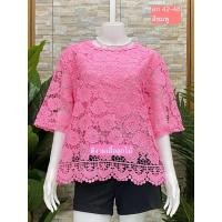 ราคา พร้อมส่ง เสื้อลูกไม้ แขนสามส่วน ลายกุหลาย ชายดอกไม้ (24034156630)