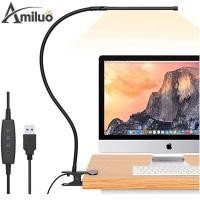 ราคา Amiluo โคมไฟตั้งโต๊ะ ป้องกันดวงตา LED โคมไฟอ่านหนังสือข้างเตียงแบบพิเศษ โคมไฟอ่านหนังสือแบบหนีบอ่านหนังสือ USB โคมไฟตั้งโต๊ะสำหรับโต๊ะศึกษาพร้อมแค (18961394902)