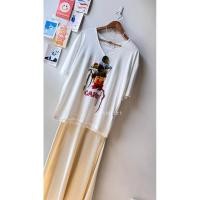 ราคา เสื้อยืดผ้าสลาฟคอวีสีขาวโบว์เย็บ (26207950696)