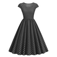 ราคา Retro Hepburn สไตล ์ Polka Dot ชุด Retro ชุดราตรีผู ้ หญิง (29152580617)